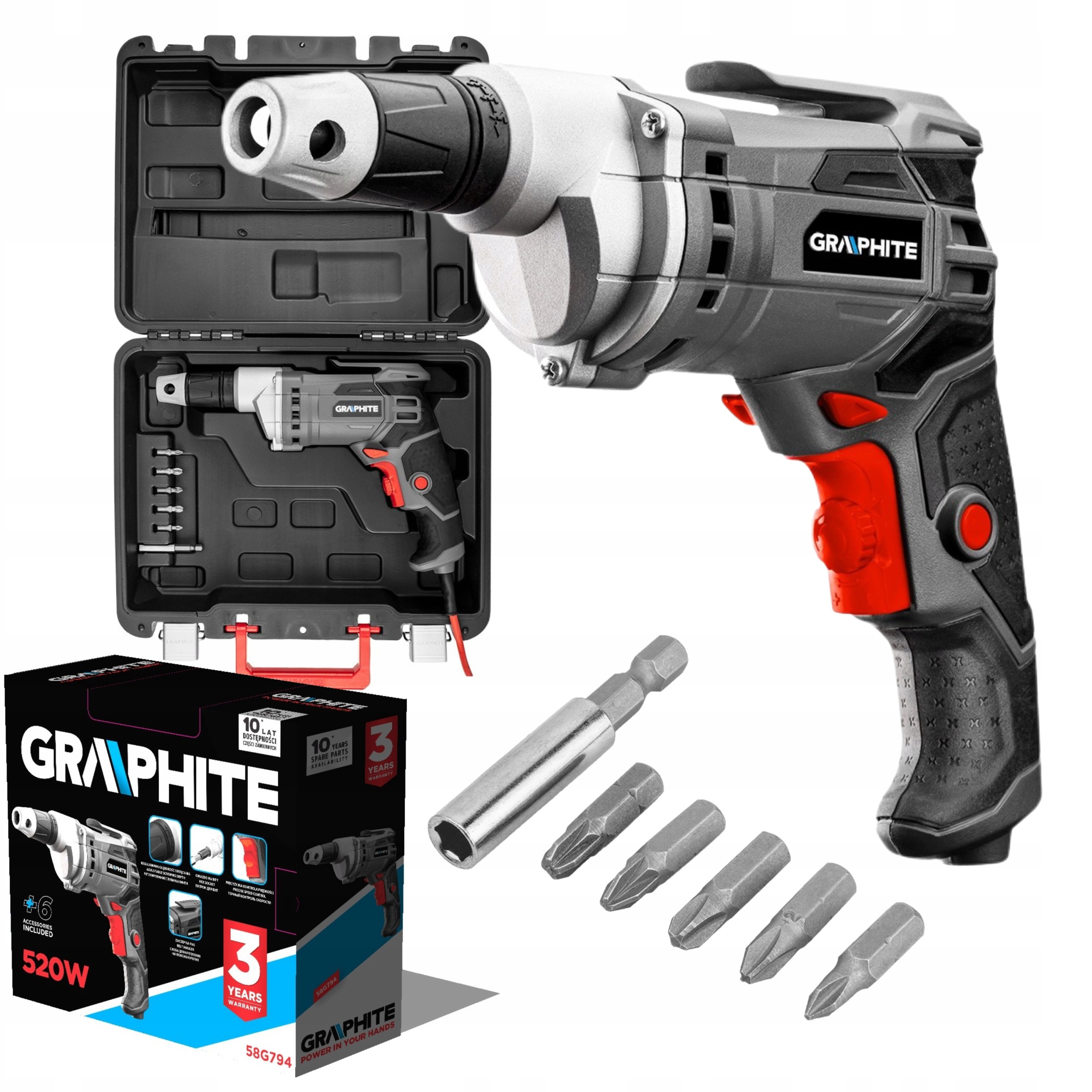 GRAPHITE WIERTARKA WKRĘTARKA SIECIOWA 520W 58G794