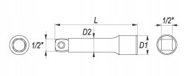 YATO PRZEDŁUŻKA DRAŻKA UCHWYTU NASADKI UCHYLNA 1/2'' 127MM YT-1250