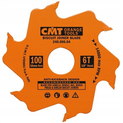CMT FREZ LAMELLO PIŁKOWY NUTUJĄCY DO LAMELEK 100 x 22 mm 6 ZĘBÓW 240.006.04