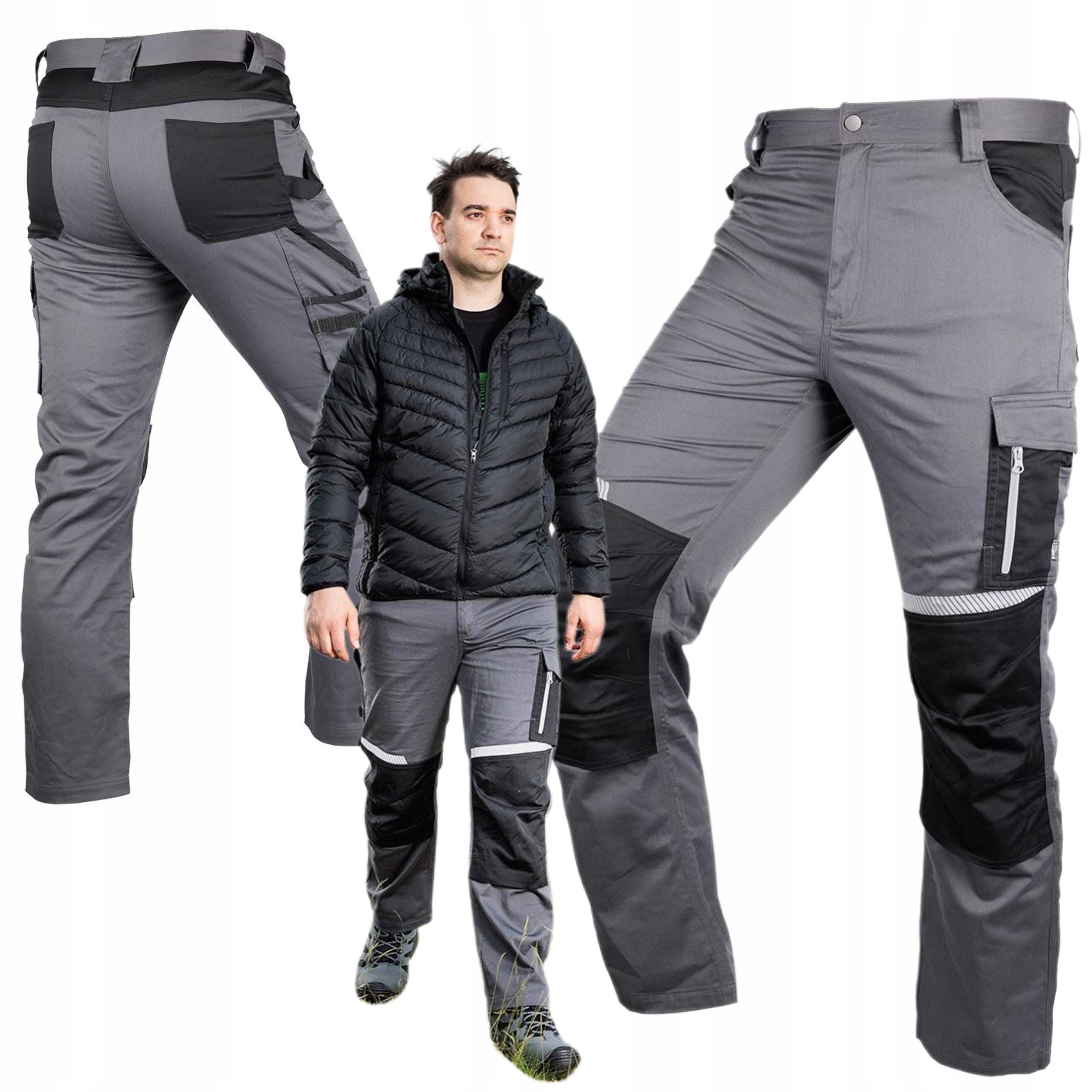 NEO SPODNIE ROBOCZE MIX&MATCH CE ODBŁASKOWE SZARO-CZARNE 81-351-2 XXXL