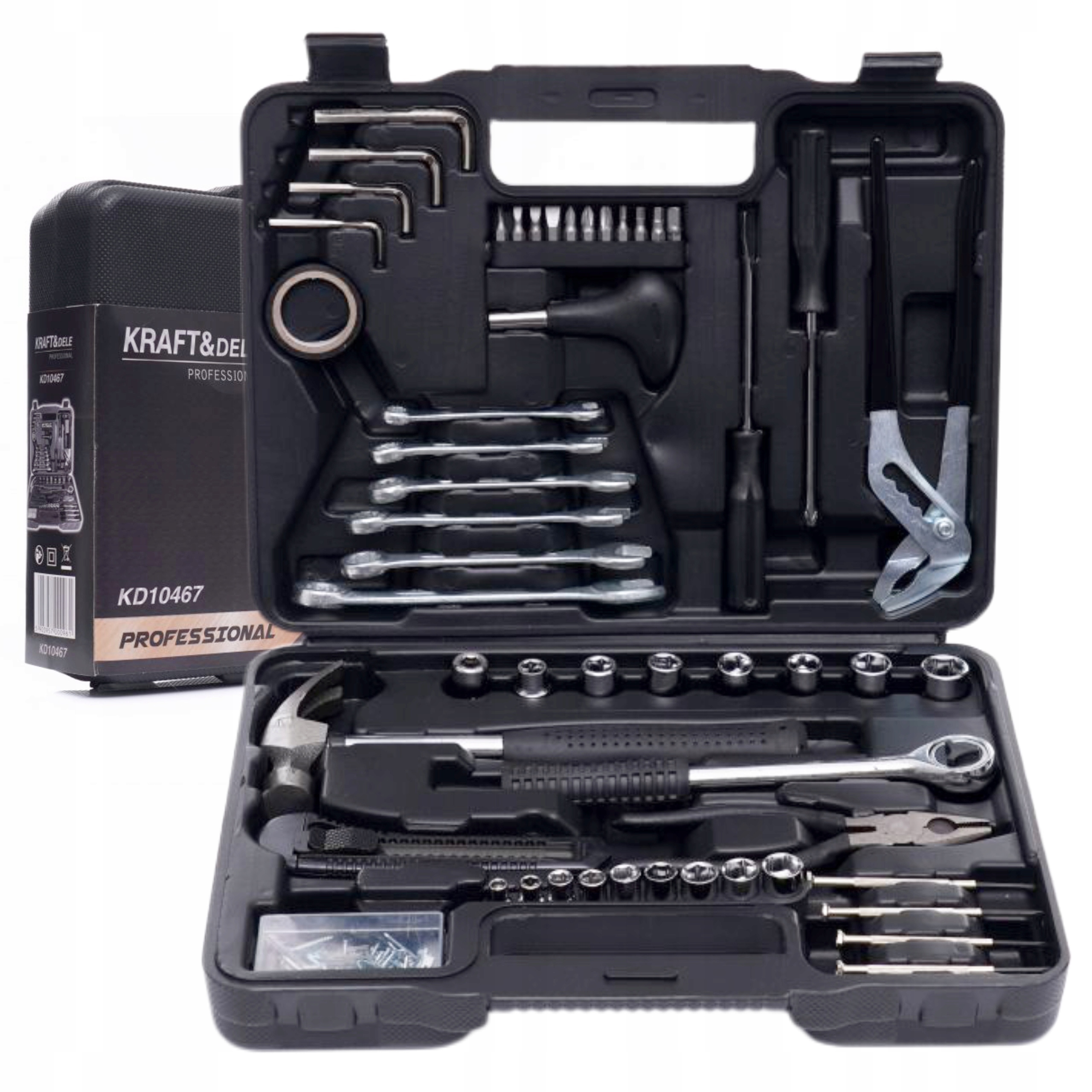 ZESTAW NARZĘDZI 141 EL. KLUCZE NASADOWE PŁASKIE KRAFT&DELE KD10467 WALIZKA