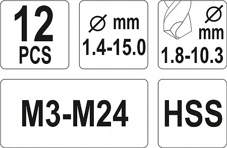 YATO ZESTAW WYKRĘTAKÓW DO USZKODZONYCH ŚRUB I WIERTŁA HSS DO METALU YT-0591