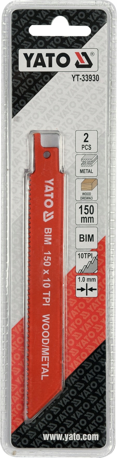 YATO BRZESZCZOTY PIŁ SZABLASTYCH METALI DREWNA BIM 150MM 10TPI x2 YT-33930