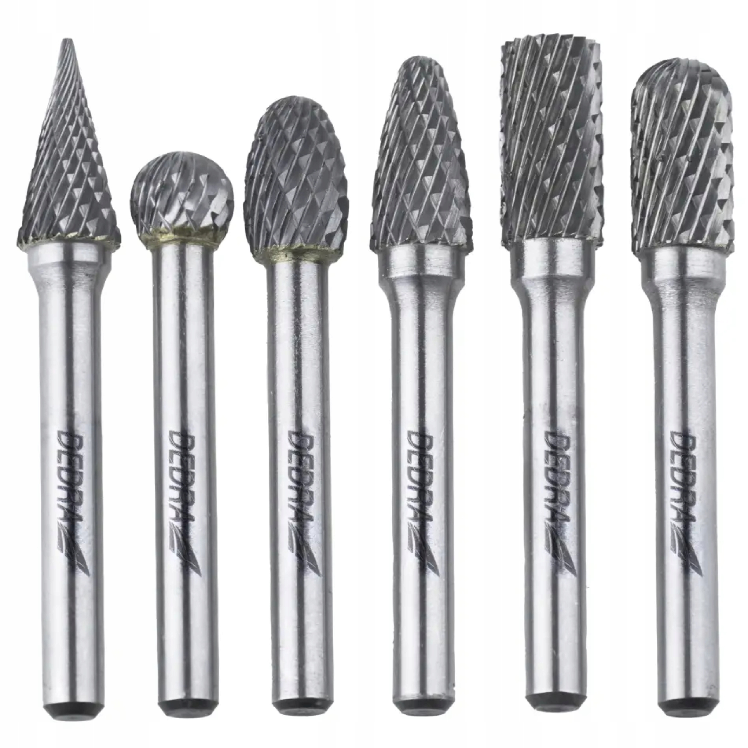 DEDRA ZESTAW FREZY TRZPIENIOWE DO METALU 6el 6MM WĘGLIK WOLFRAMU 07F502