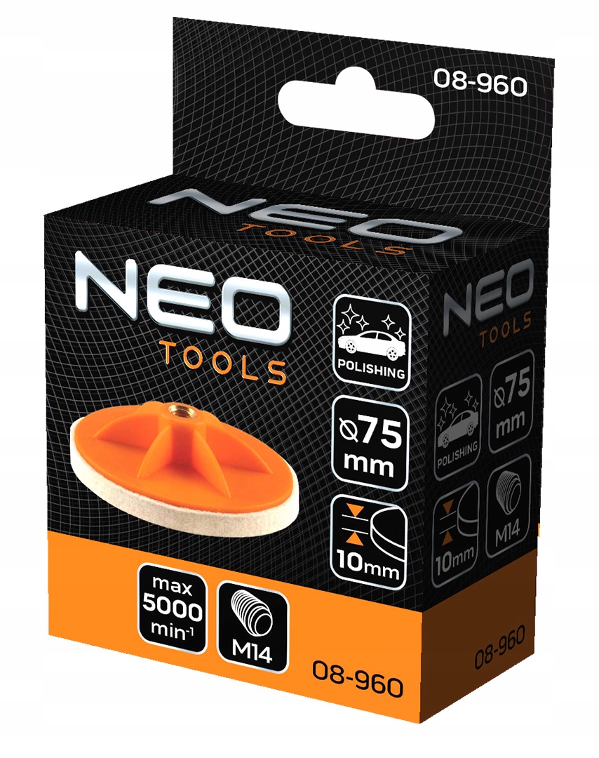NEO FILC POLERSKI TARCZA ŚREDNICA 75x10mm M14 KRĄŻEK DYSK GĄBKA 08-960
