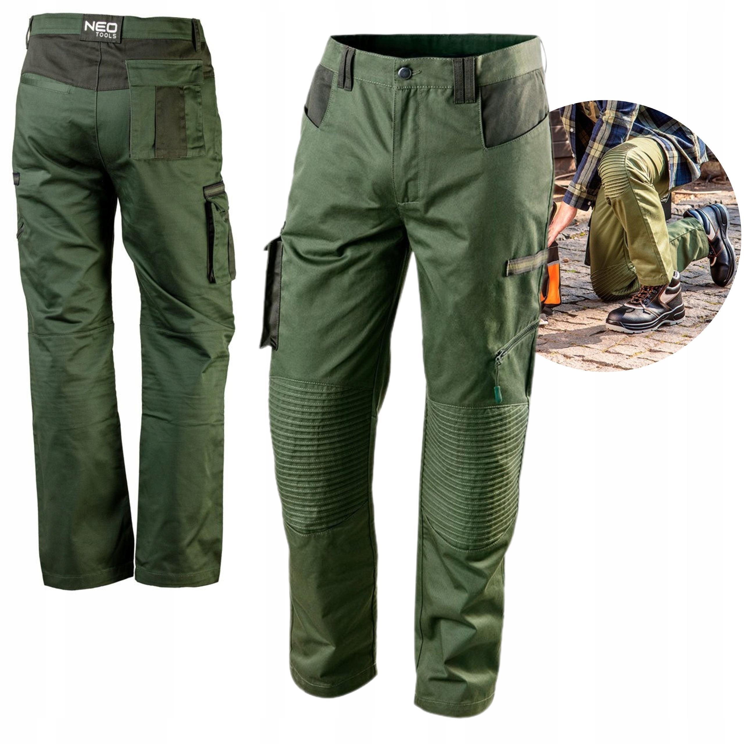 NEO SPODNIE ROBOCZE CAMO OLIVE LEŚNIKA DO PASA SURVIVAL 81-222 XXL/56