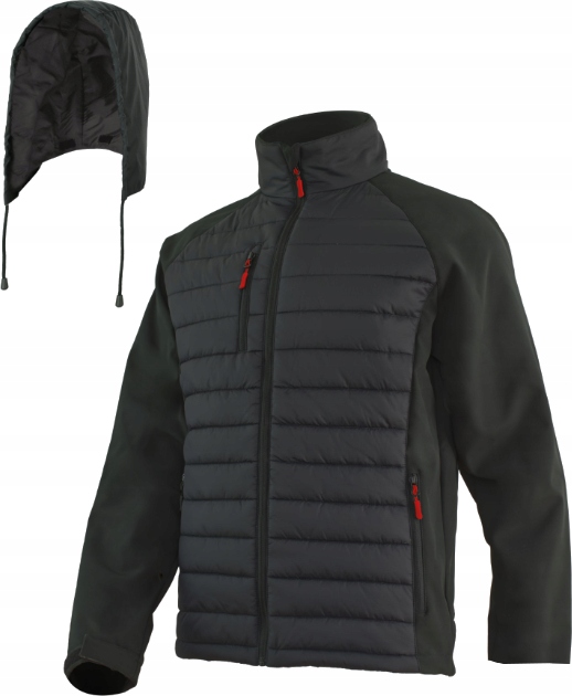 KURTKA ROBOCZA OCIEPLANA ZIMOWA Z KAPTUREM SOFTSHELL HYBRIDSOFT BLACK R.XXL