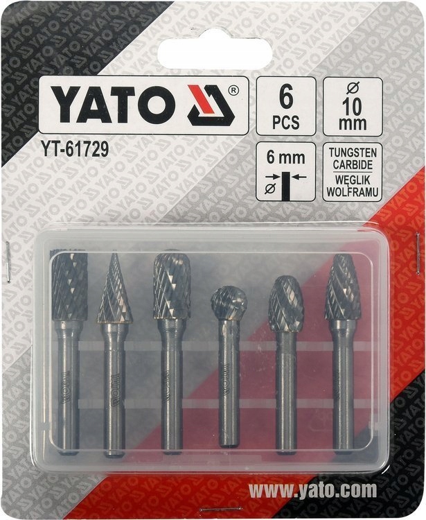 YATO ZESTAW FREZY TRZPIENIOWE 6mm DO METALU PILNIKI 6 SZTUK YT-61729