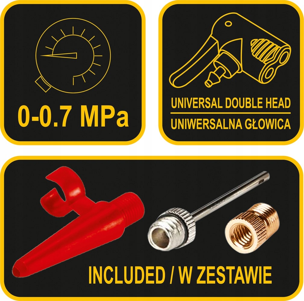 POMPKA NOŻNA ROWEROWA SAMOCHODOWA Z MANOMETREM