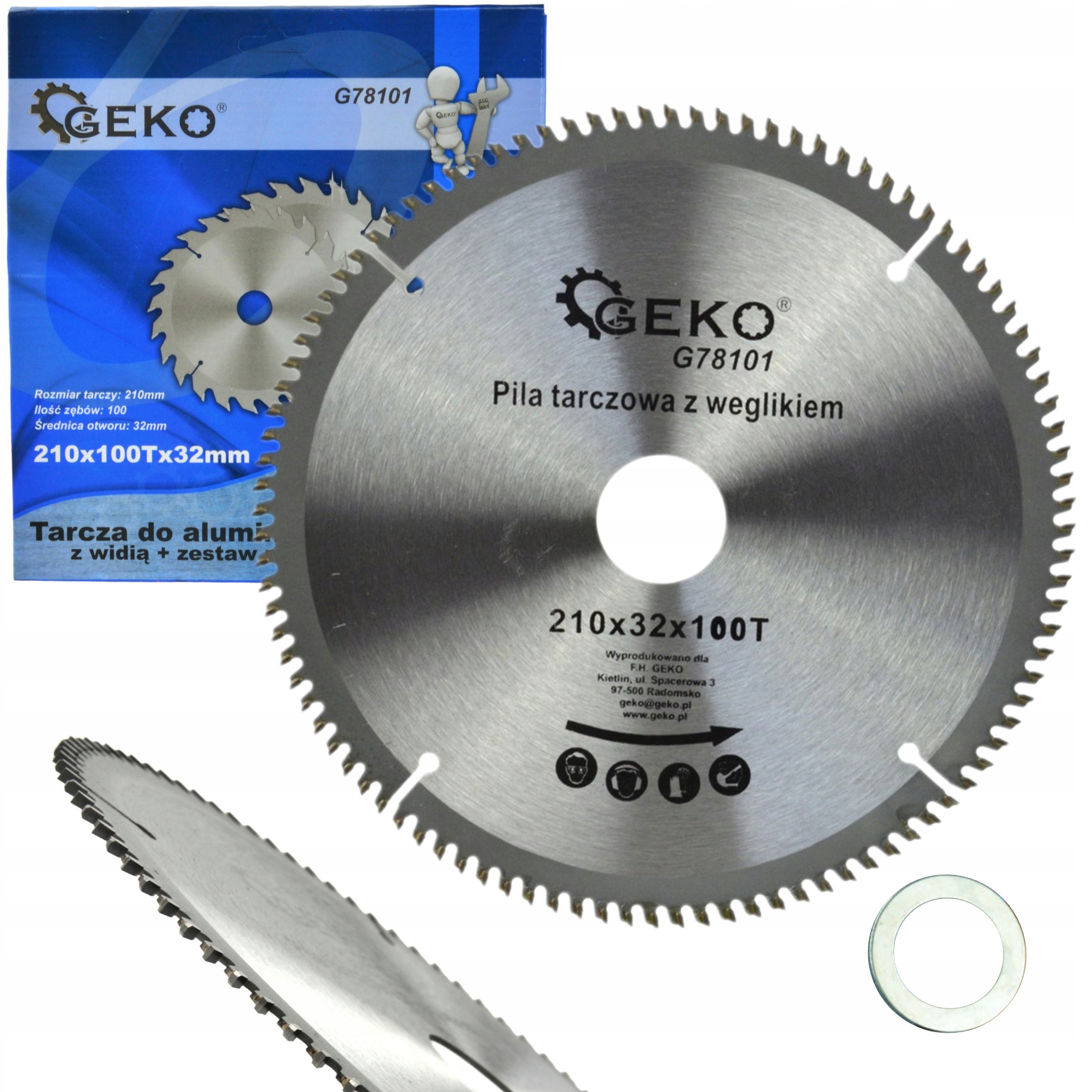 GEKO TARCZA DO ALUMINIUM Z WIDIĄ 210MMx100Tx32MM + ZESTAW REDUKCJI G78101