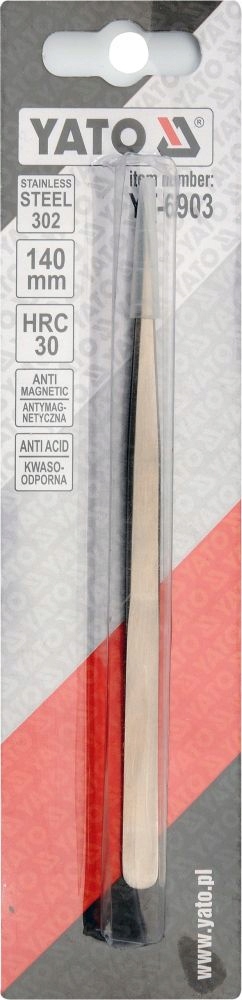 YATO ANTYMAGNETYCZNA PĘSETA PINCETA PROSTA PRECYZYJNA OSTRA KOŃCÓWKA 140MM