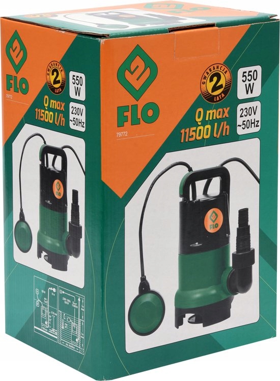POMPA ZANURZENIOWA DO WODY BRUDNEJ 400W Flo 79771 PŁYWAK + WĄŻ 1" 20m
