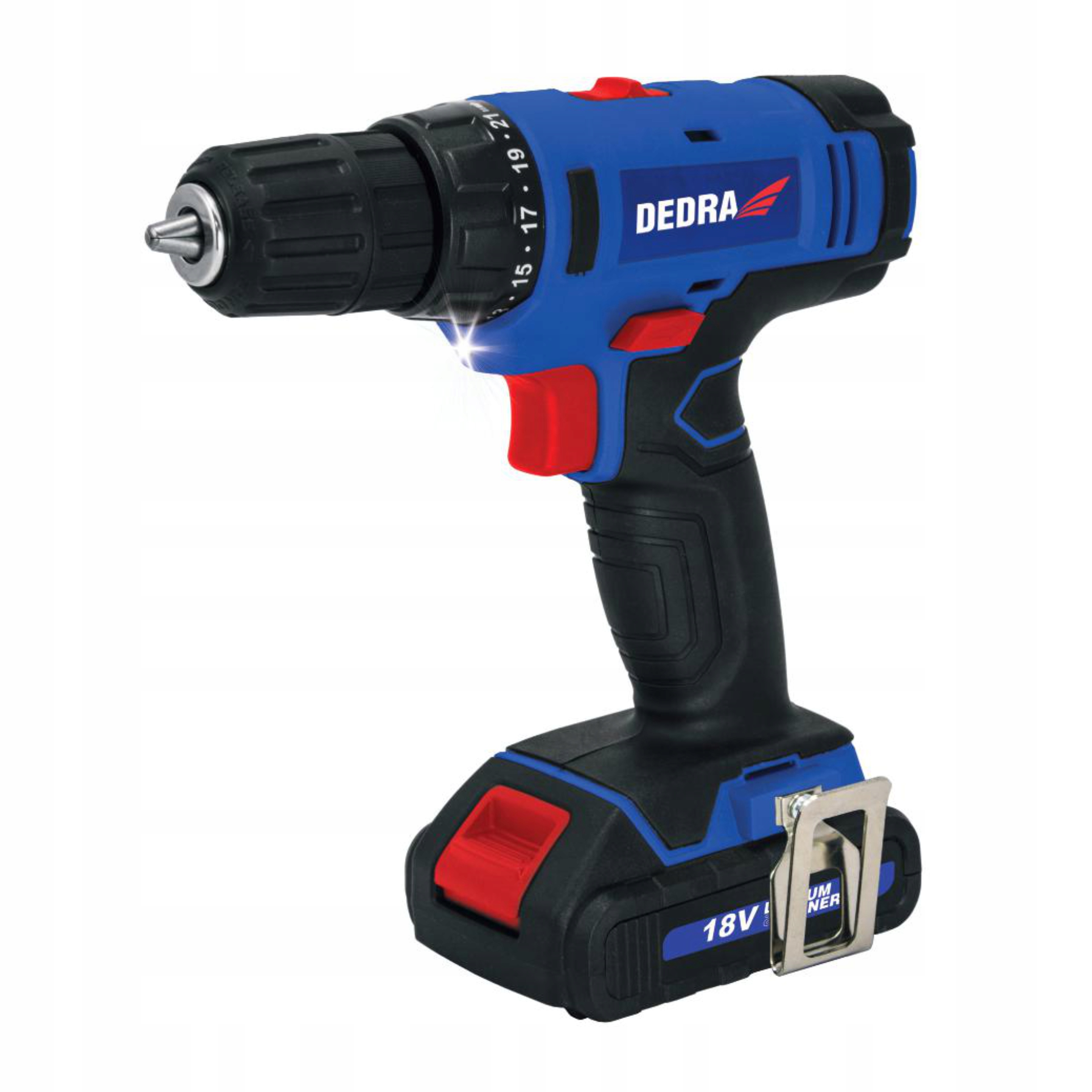 DEDRA WIERTARKO WKRĘTARKA AKUMULATOROWA 18V 1,5AH 30NM, 21+1 LED 2 BIEGI