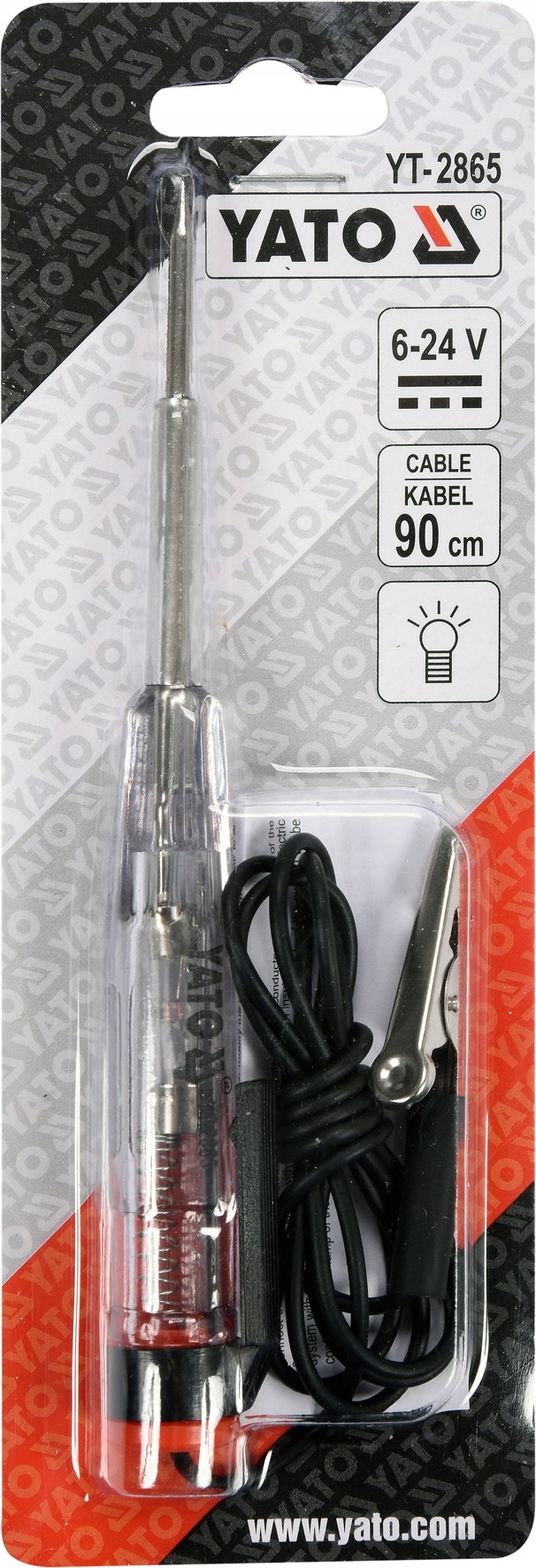 YATO SAMOCHODOWY PRÓBNIK NAPIĘCIA 6-24V KABEL 90cm DIODA LED YT-2865