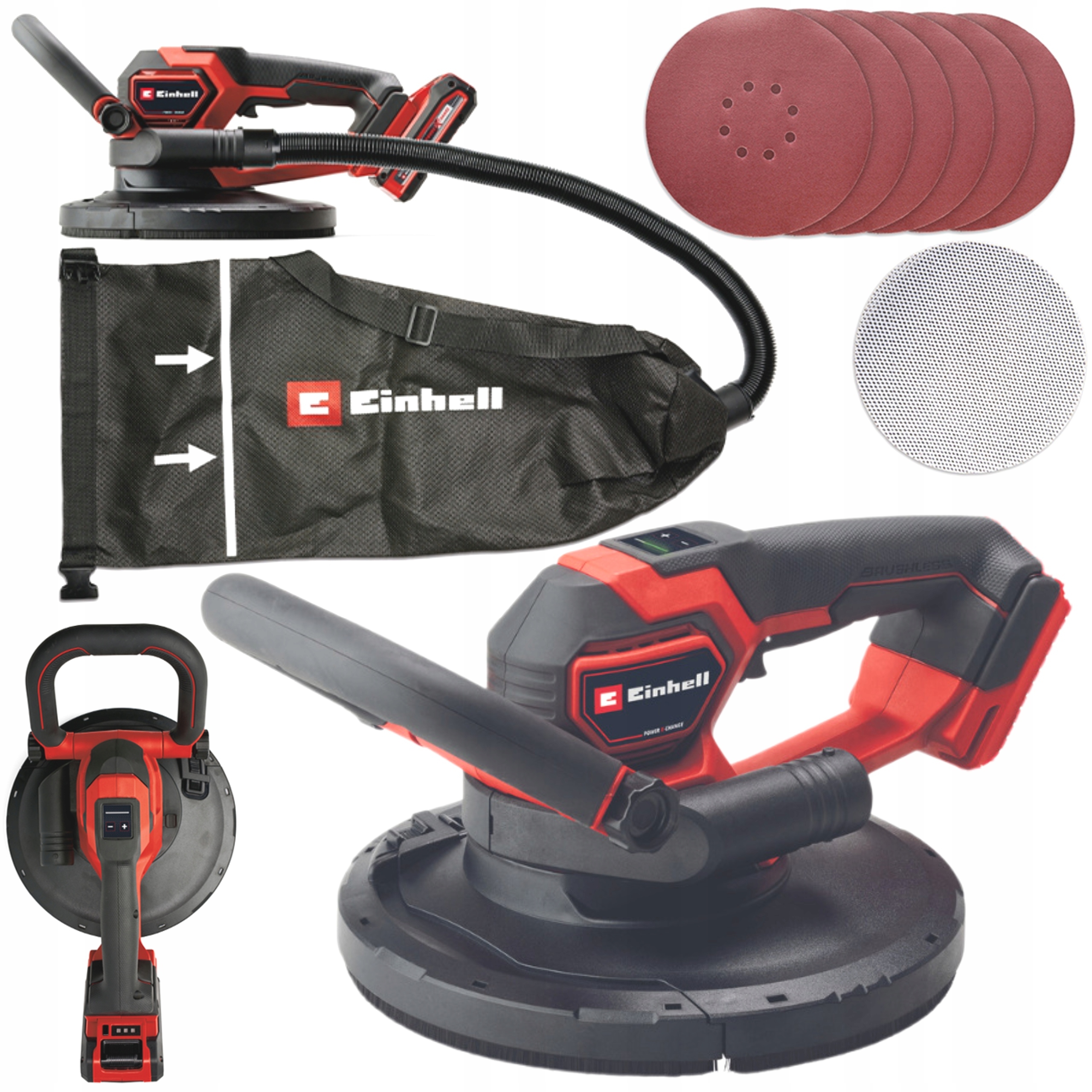 EINHELL SZLIFIERKA AKUM DO GIPSU BEZSZCZOTKOWA 18V+WOREK TP-DWS 18/225 SOLO