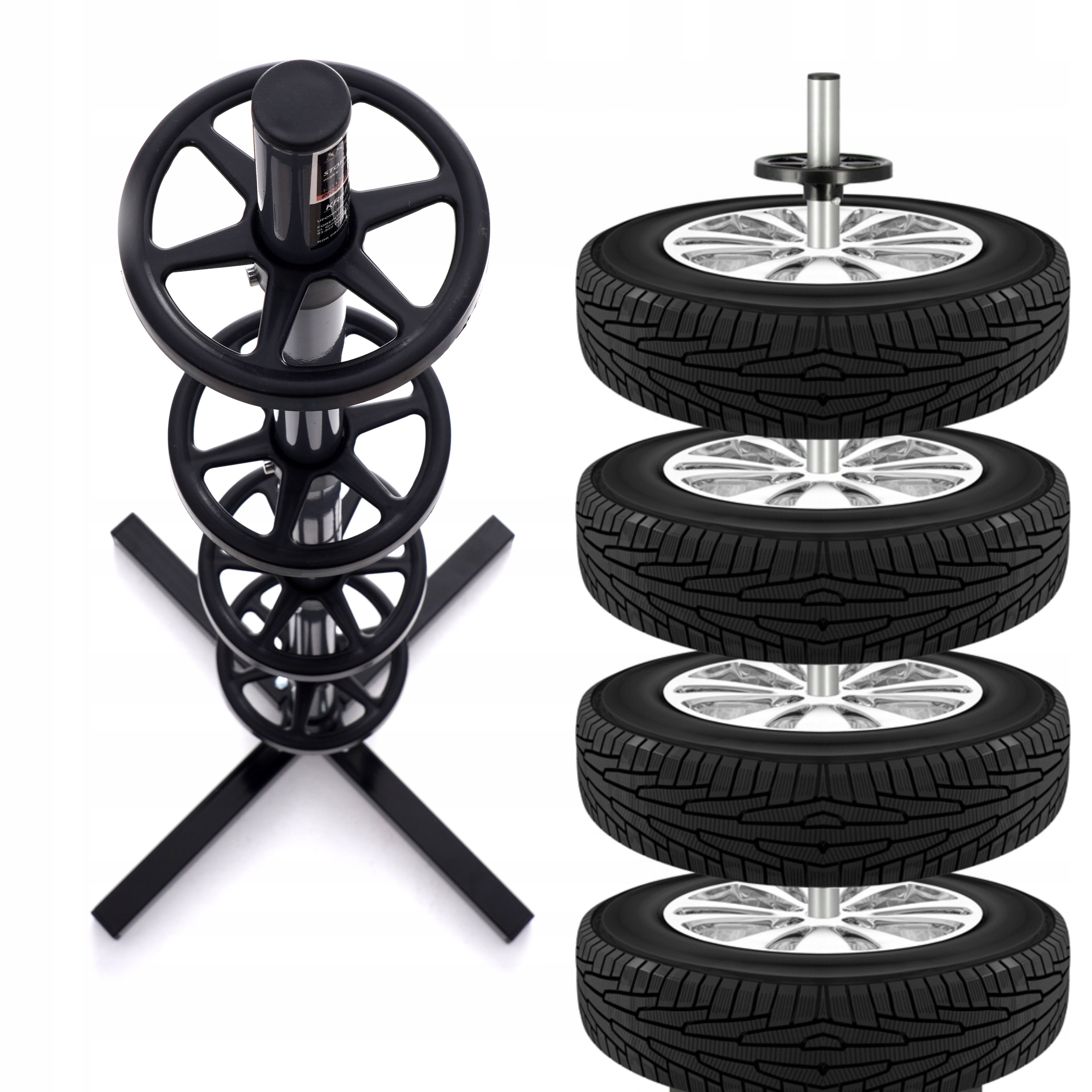 STOJAK MOBILNY NA KOŁA OPONY FELGI WIESZAK DO GARAŻU OPON REGAŁ SAMOCHODOWY