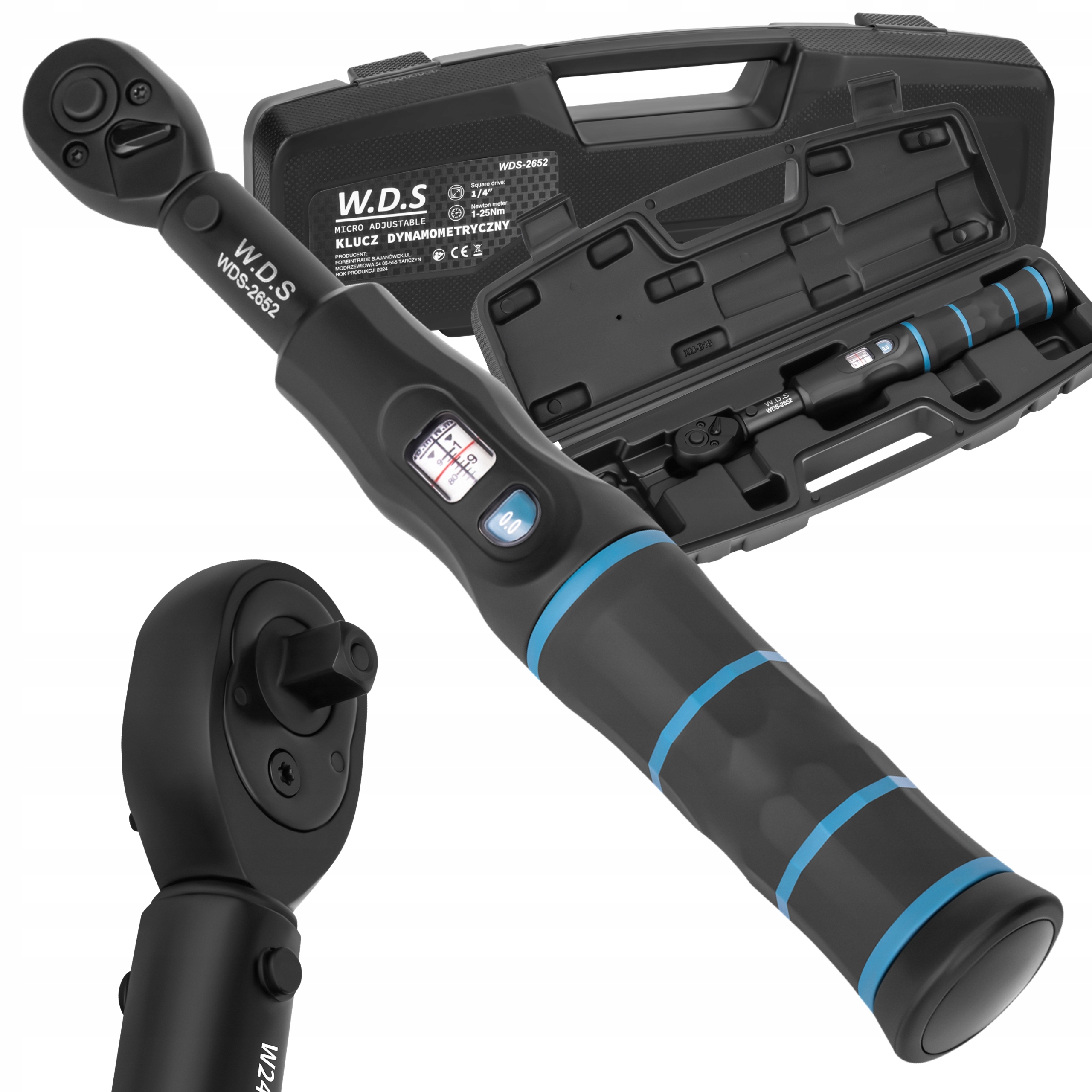 KLUCZ DYNAMOMETRYCZNY 1/4" 1-25NM 250mm WALZIKA WDS2652 CERTYFIKAT 72-Z