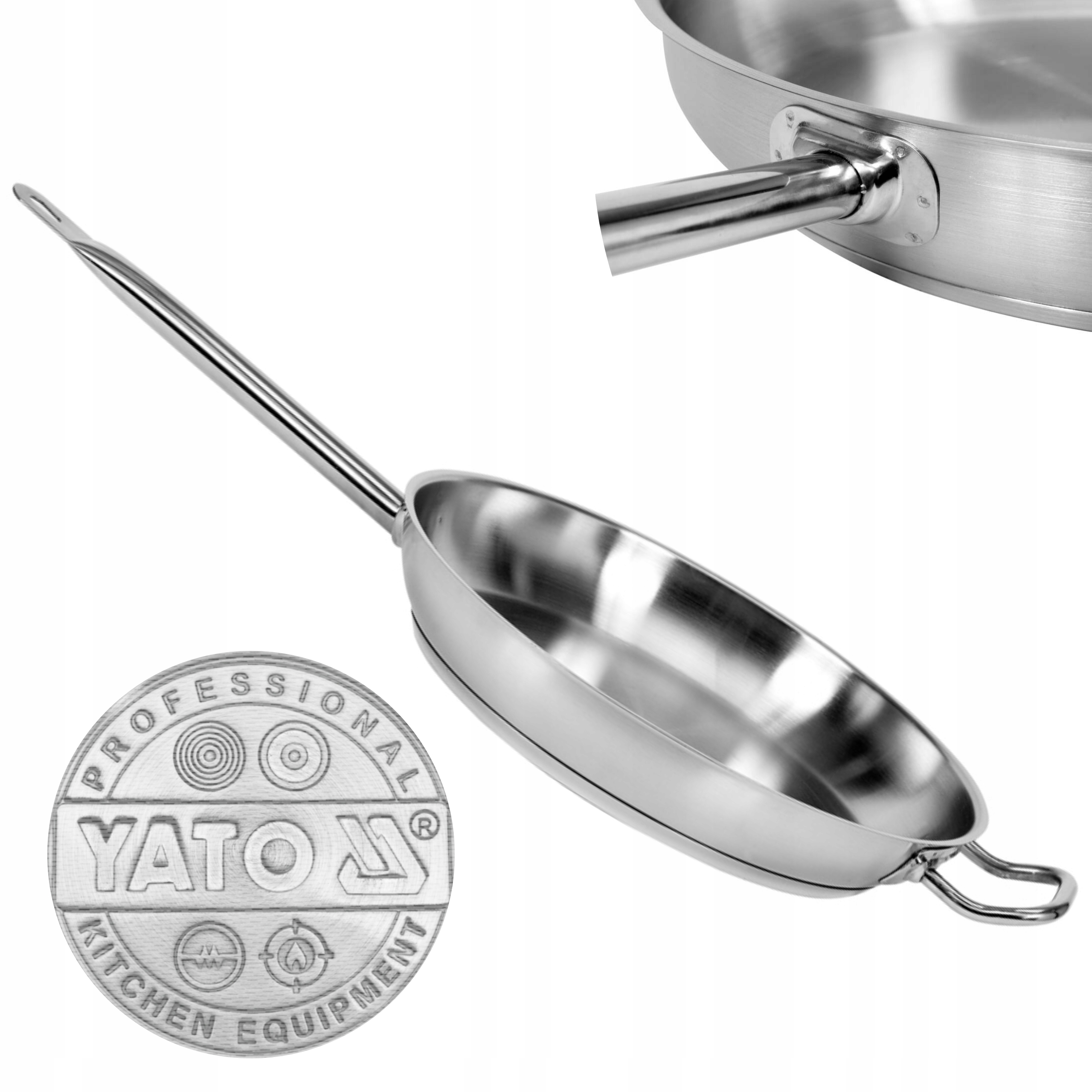 YATO PATELNIA GASTRONOMICZNA INDUKCJA GAZ PRO 32CM GASTRO STAL NIERDZEWNA