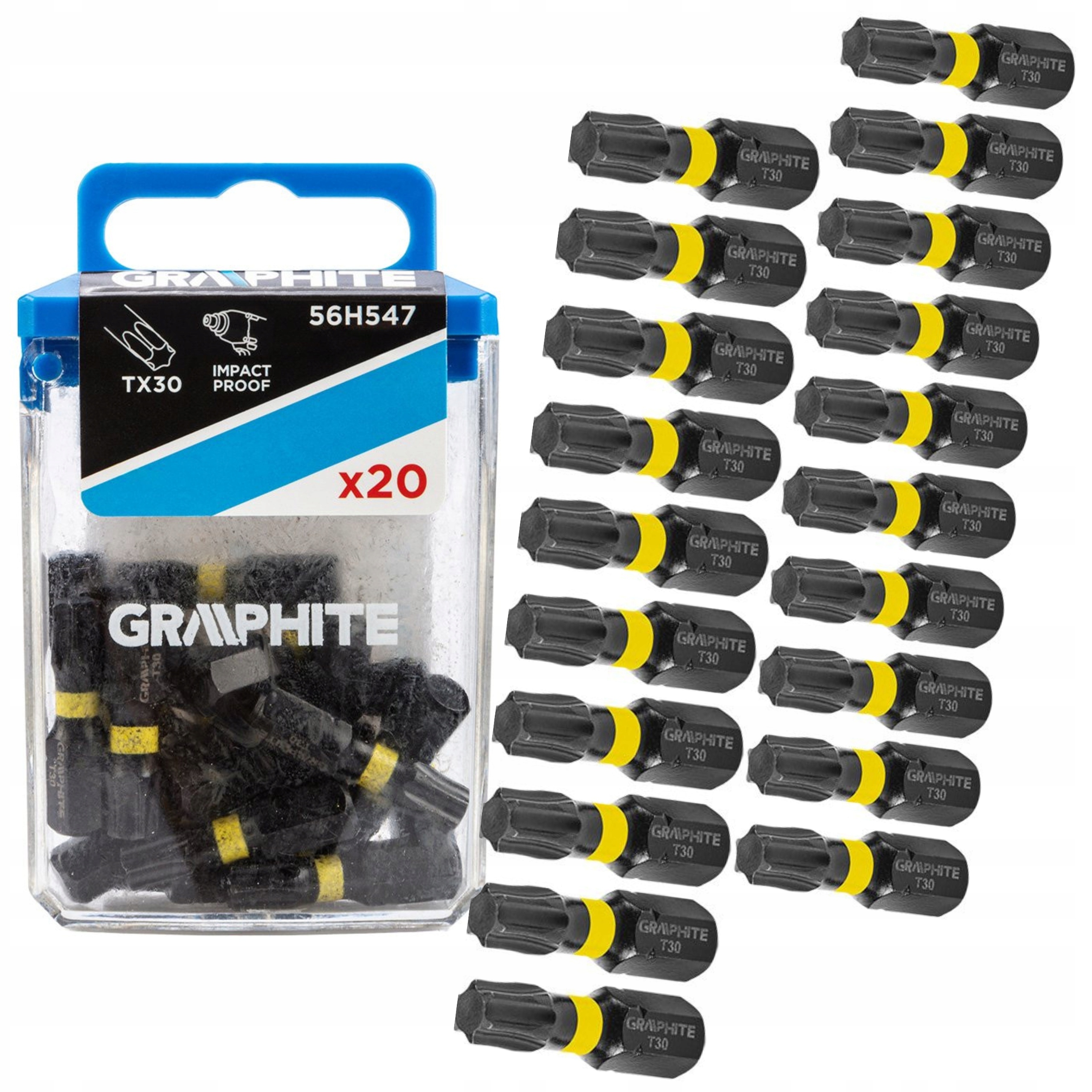 GRAPHITE BITY KOŃCÓWKI UDAROWE TORX TX30 25MM 20EL
