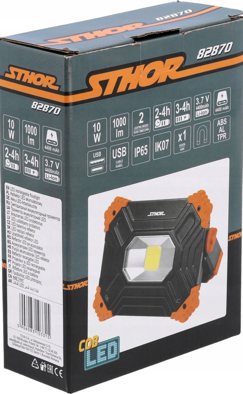 REFLEKTOR PRZENOŚNY LED 10W COB 1000LM NAŚWIETLACZ AKUMULATOROWY HALOGEN