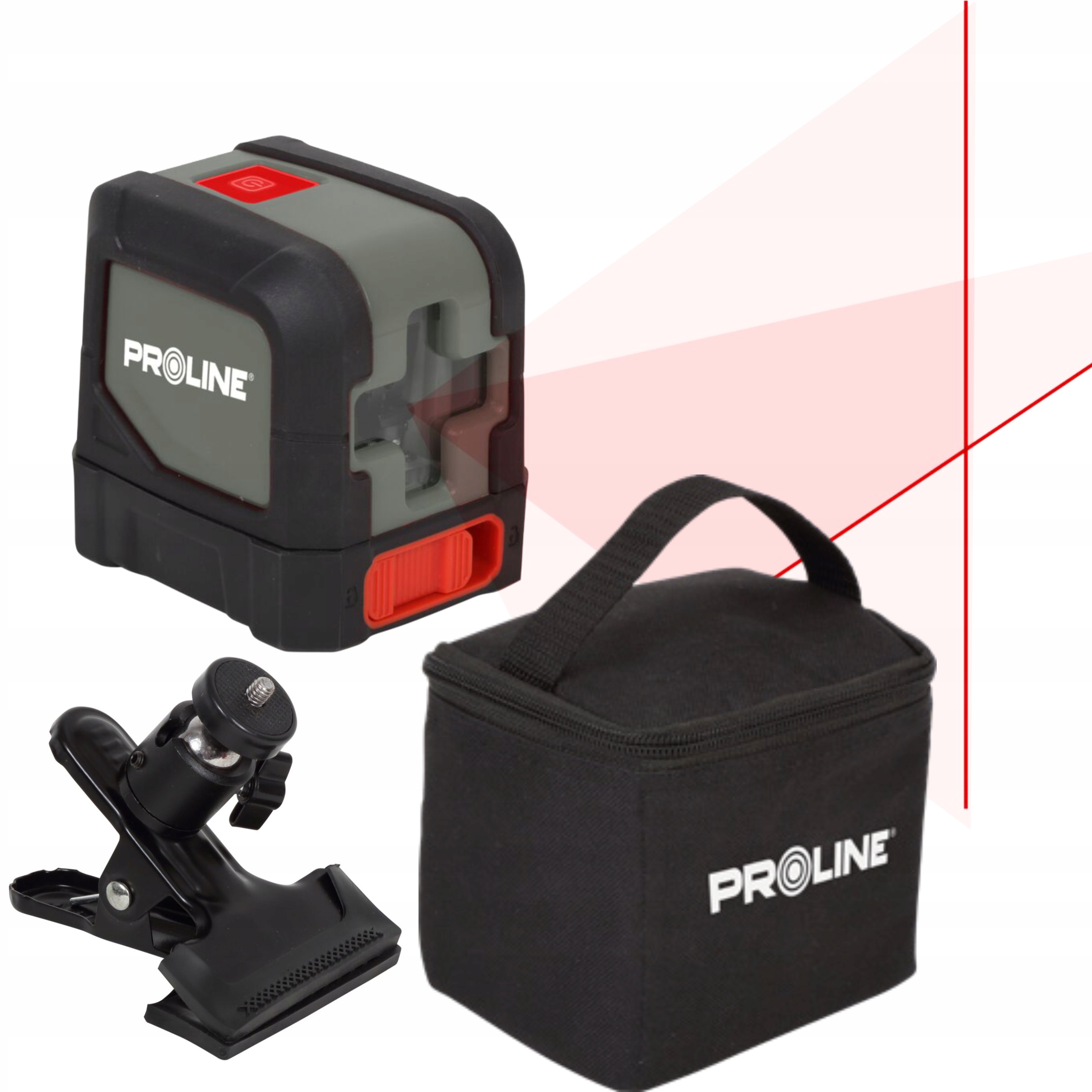PROLINE LASER KRZYŻOWY POZIOMICA LASEROWA 15m +ETUI +UCHWYT MAGNETYCZNY