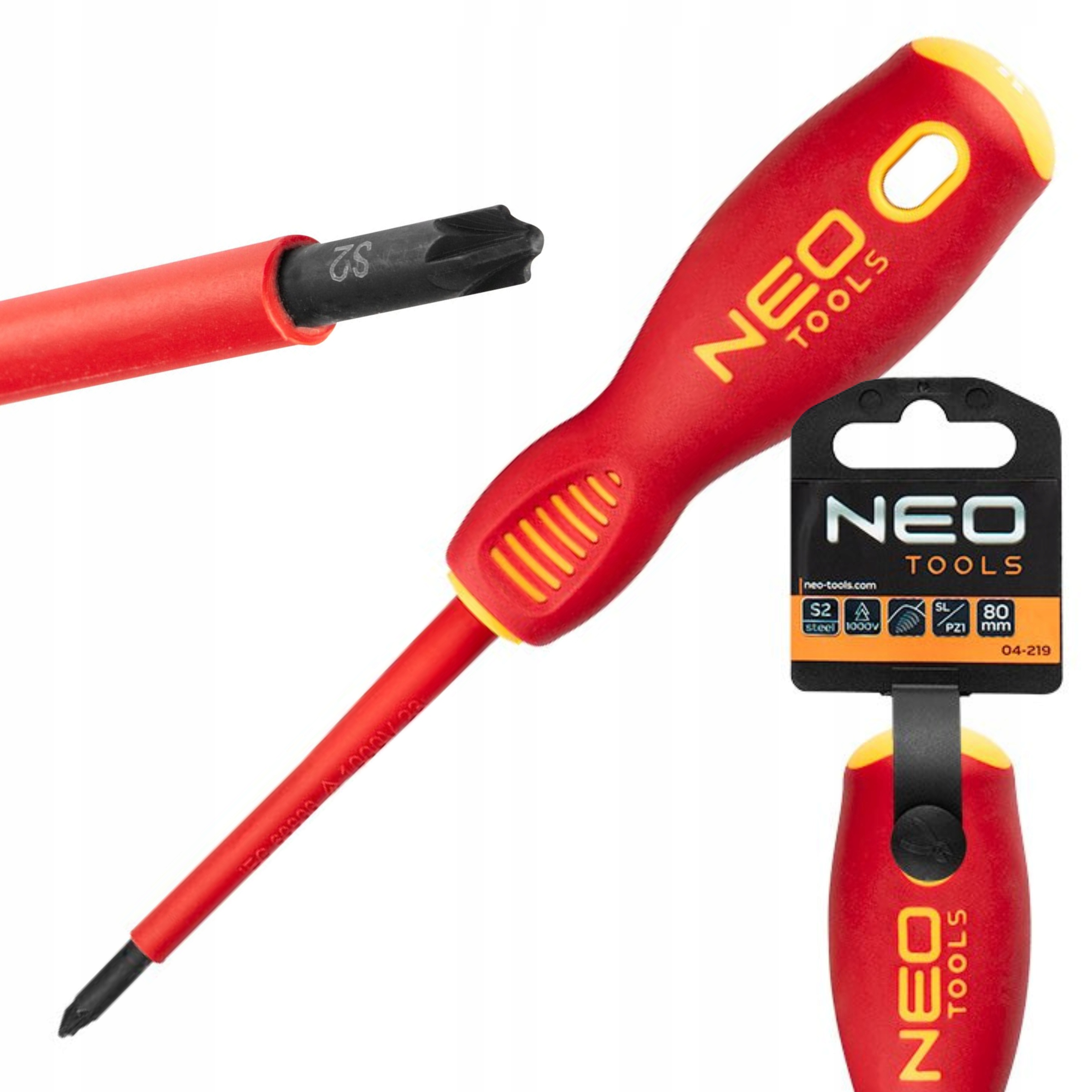 NEO TOOLS ATESTOWANY WKRĘTAK PLUS-MINUS 1000V, SL/PZ1 X 80MM 04-219