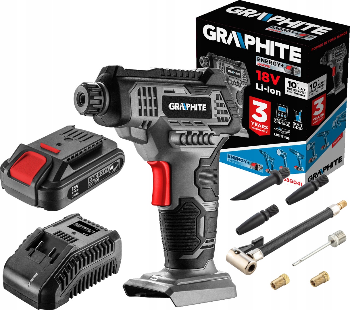 KOMPRESOR AKUMULATOROWY Graphite 58G041 18V +2Ah