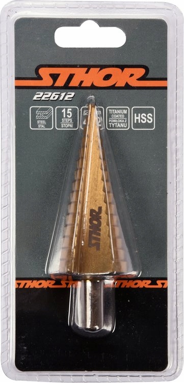 STHOR WIERTŁO STOPNIOWE CHOINKOWE 15-STOPNIOWE HSS DO METALU 4-32MM 22612