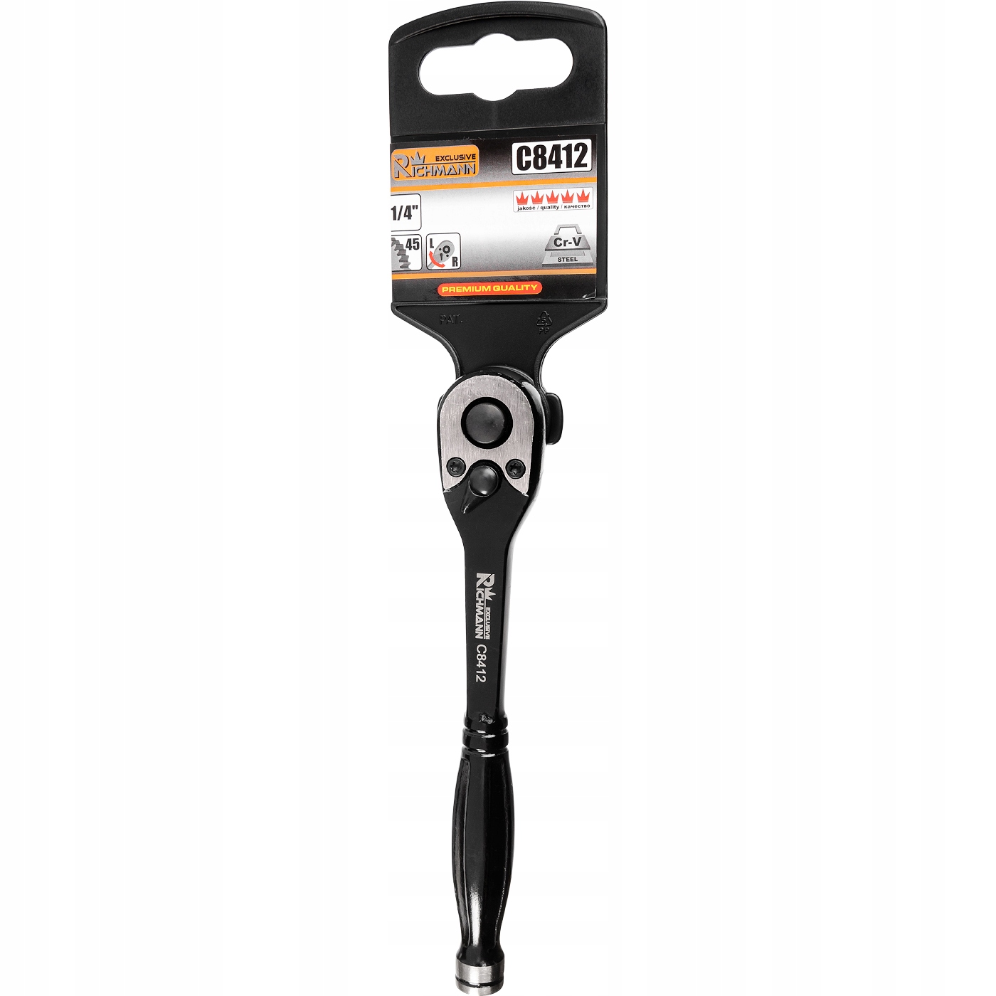 RICHMANN DWUKIERUNKOWA GRZECHOTKA CZARNA 1/4" "EXCLUSIVE" 45 ZĘBÓW C8412