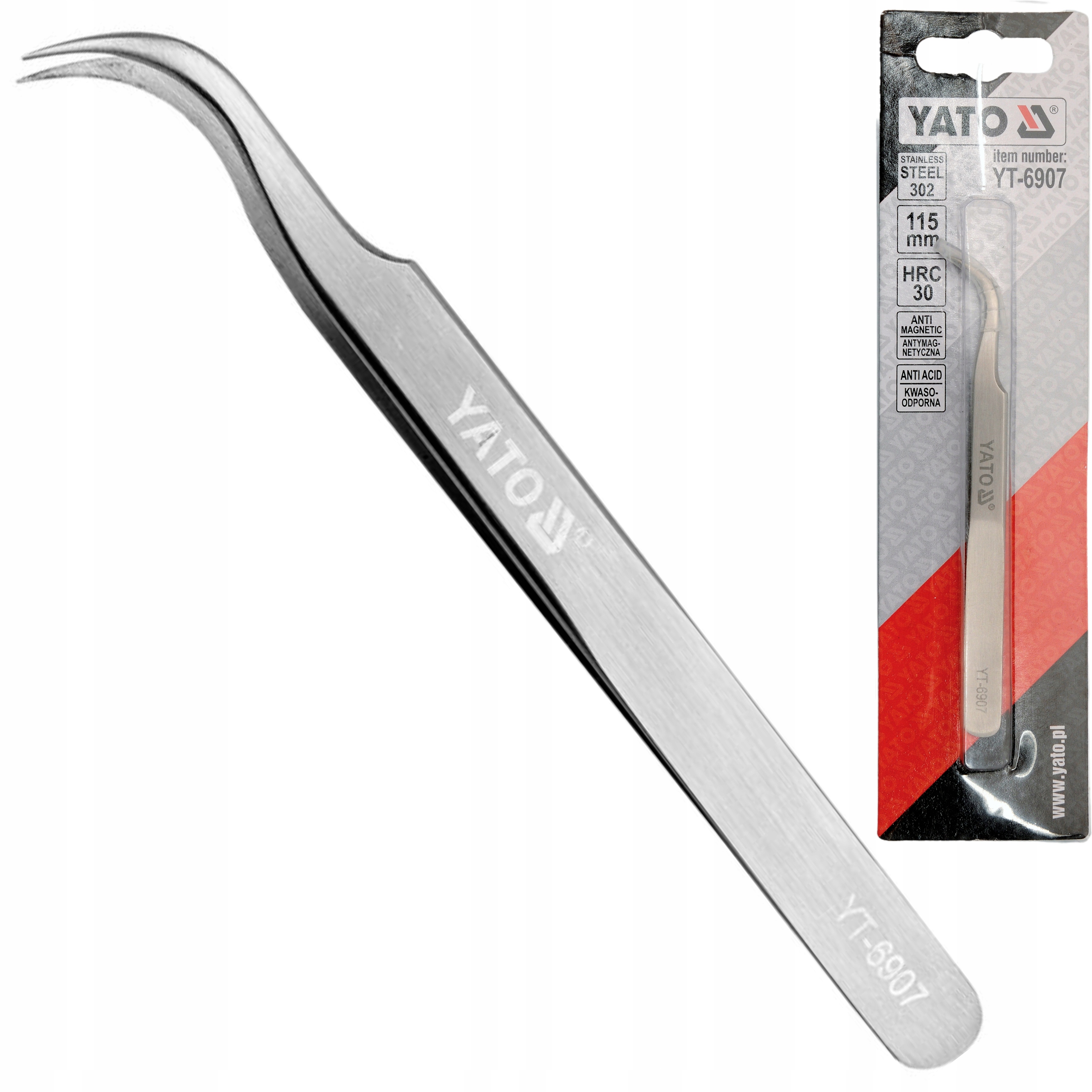 YATO PĘSETA ODGIĘTA PRECYZYJNA Z OSTRĄ KOŃCÓWKĄ