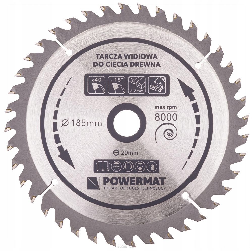 POWERMAT TARCZA WIDIOWA DO DREWNA 185x20 40z TDD-185x20x40Z