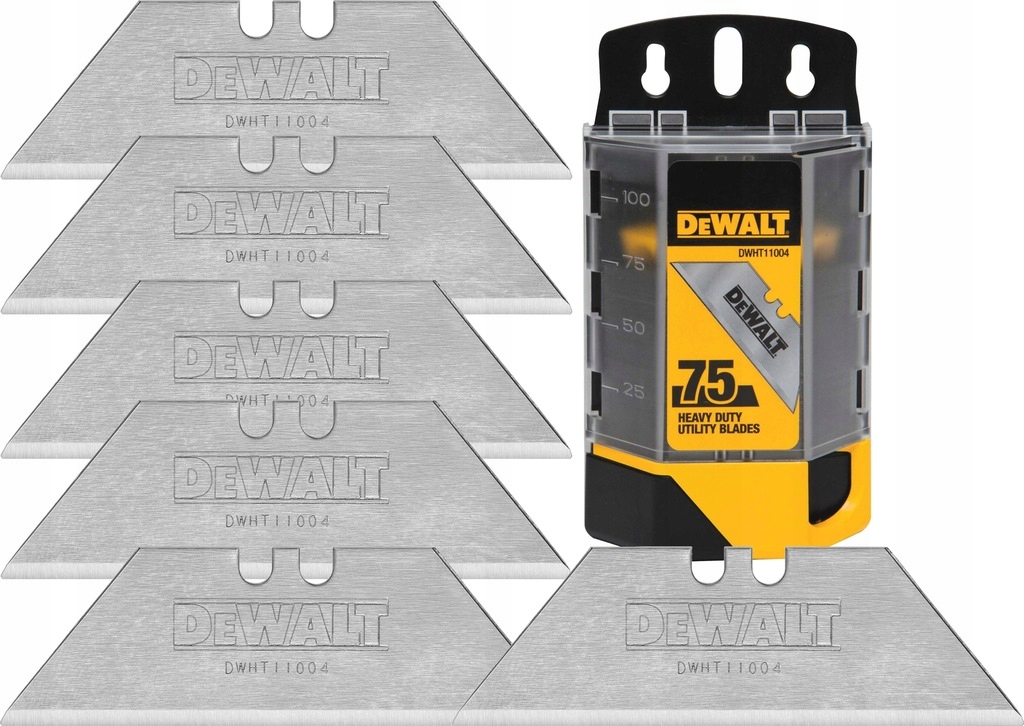DeWALT ZESTAW OSTRZA TRAPEZOWE HARTOWANE DO NOŻYKA 75 SZTUK DWHT11004-7