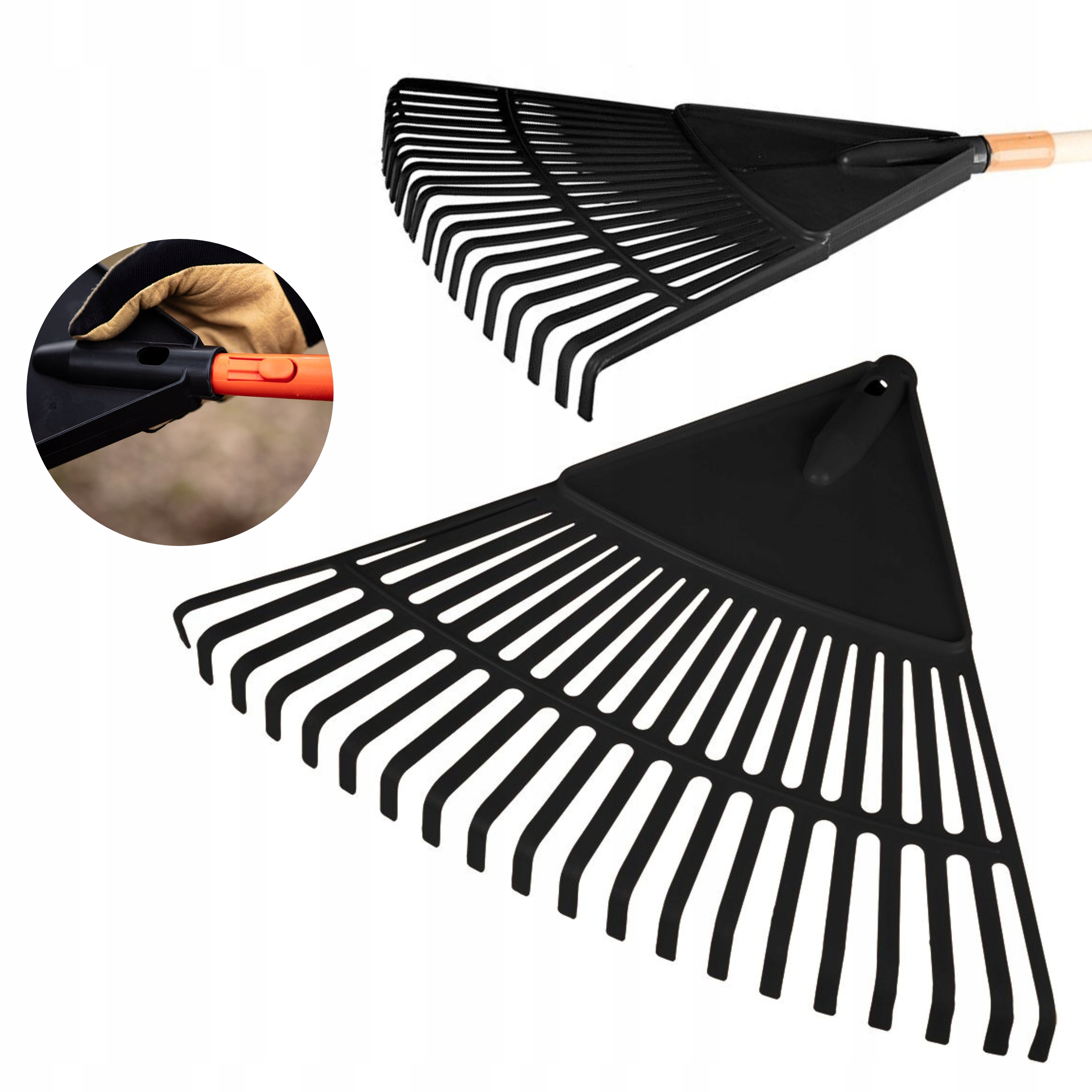 VERTO GRABIE OGRODOWE LIŚCI SIANA CZARNE 480MM PAZURKI BEZ TRZONKA 15G085