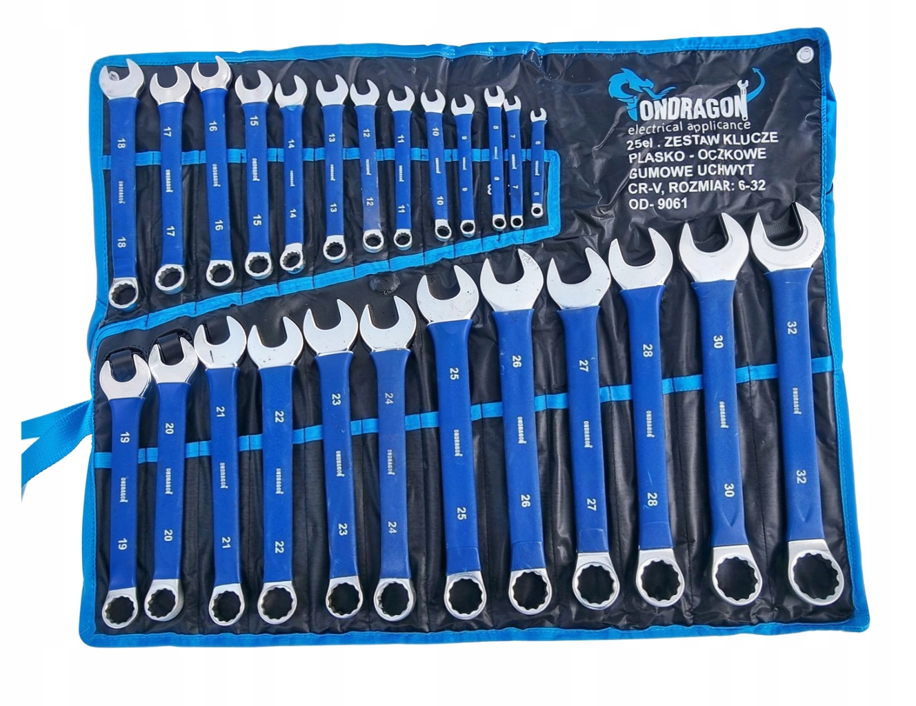 KLUCZE PŁASKO OCZKOWE 6-32mm 25el KLUCZE PŁASKIE GUMOWA RĘKOJEŚĆ OD9061