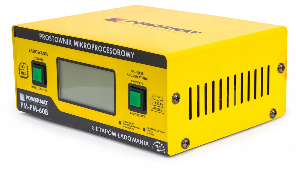 PROSTOWNIK AKUMULATOROWY MIKROPROCESOROWY 6V/24V DUŻY CZYTELNY WYŚWIETLACZ