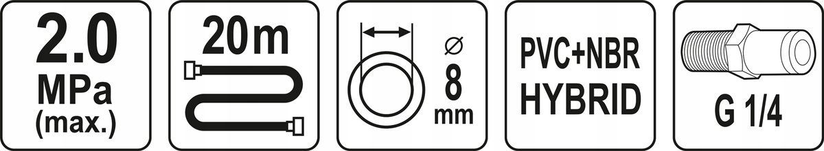 YATO WĄŻ PRZEWÓD PNEUMATYCZNY HYBRYDOWY 20M G 1/4'' FI 8.0MM YT-24234