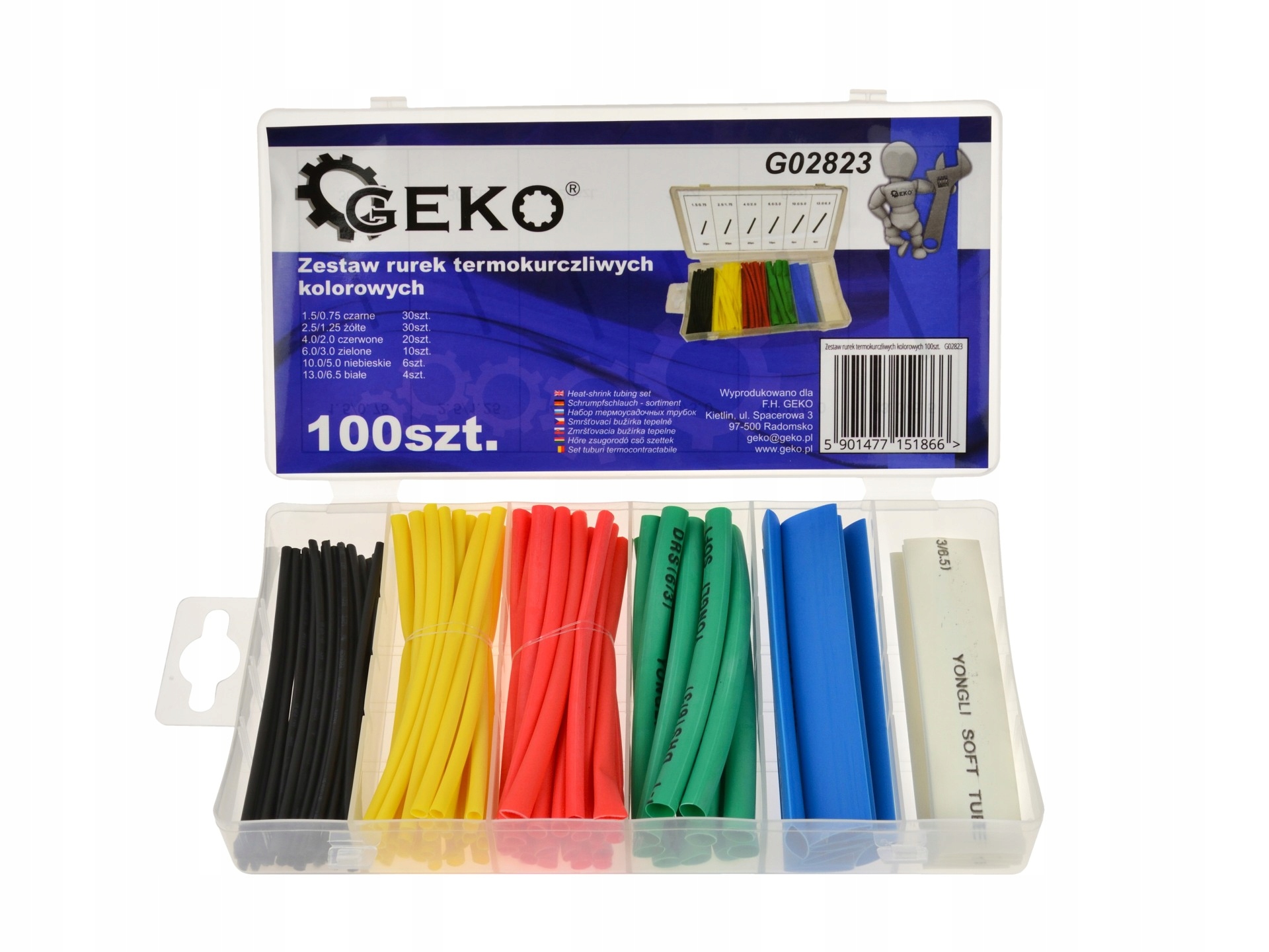 KOSZULKI IZOLACYJNE TERMOKURCZLIW POLICHLOREK WINYLU(PVC)100SZT.GEKO G02823