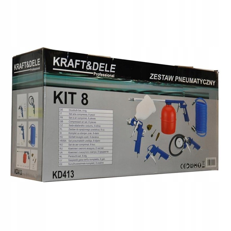 ZESTAN NARZĘDZI PNEUMATYCZNYCH DO KOMPRESORA 8w1 ZESTAW STARTOWY KRAFT&DELE