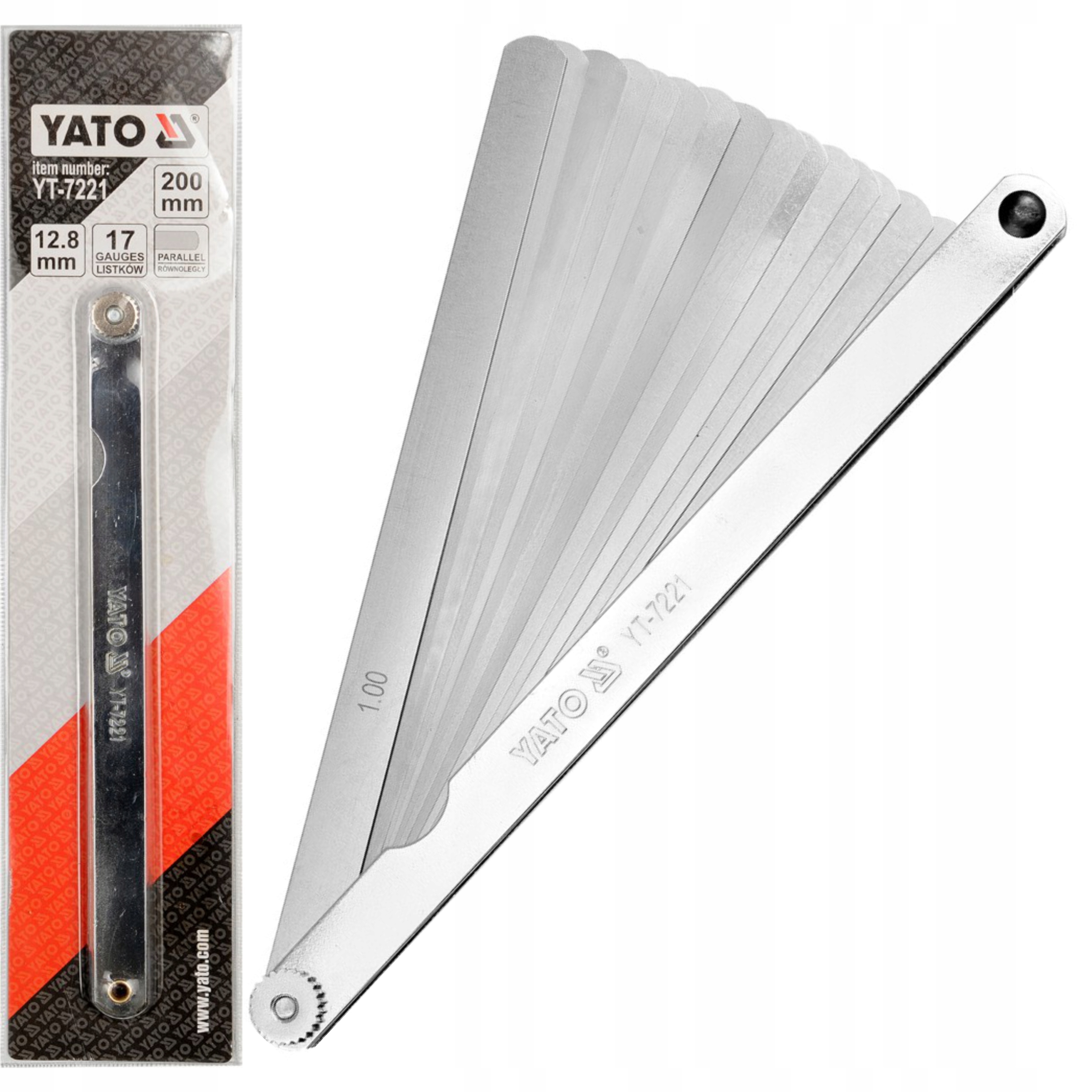 YATO 7221 SZCZELINOMIERZ 200mm 17 LISTKÓW 0,02-1mm