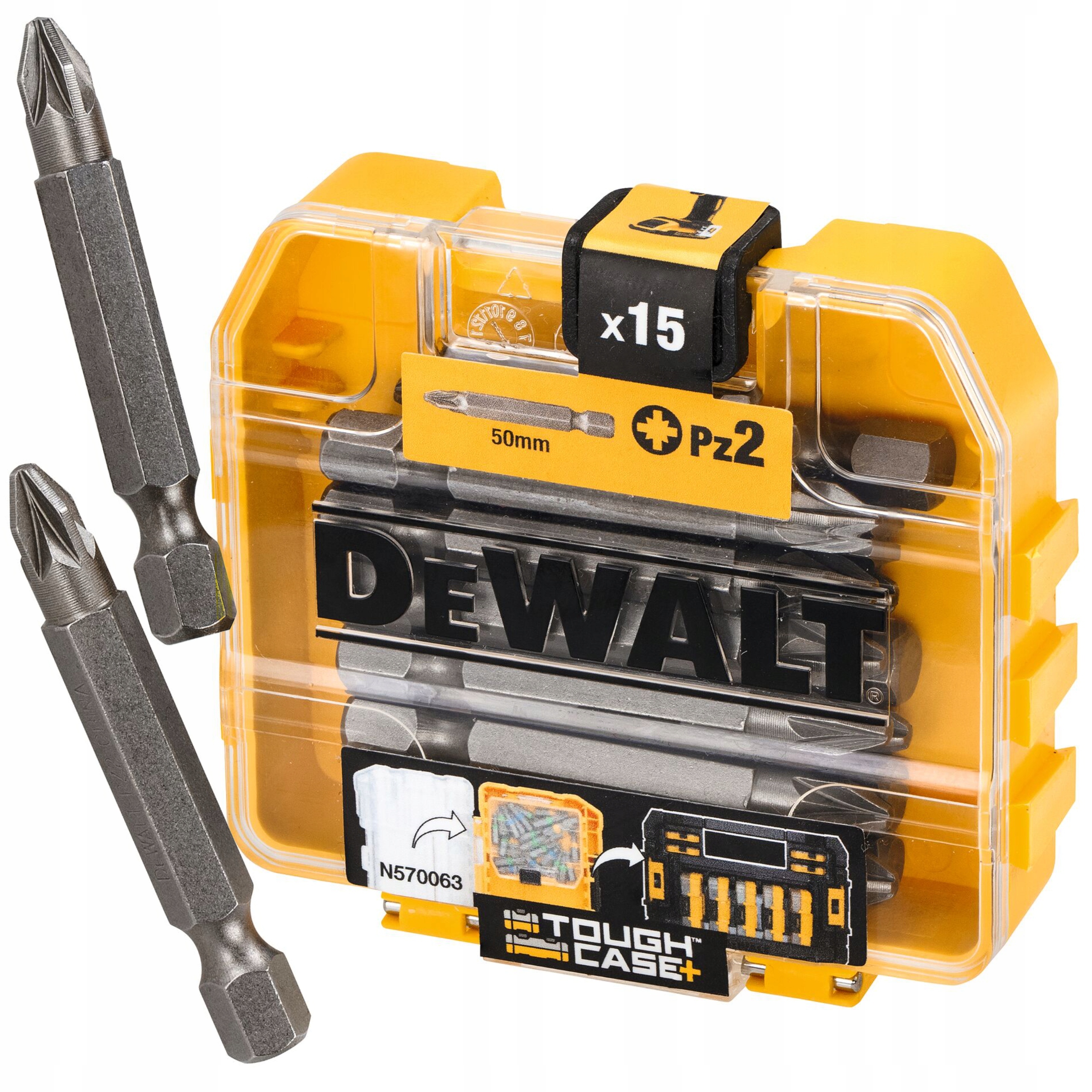 DeWALT ZESTAW KOŃCÓWEK WKRĘTAKOWYCH BITÓW Pz2 50mm 15 SZTUK WALIZKA DT7912