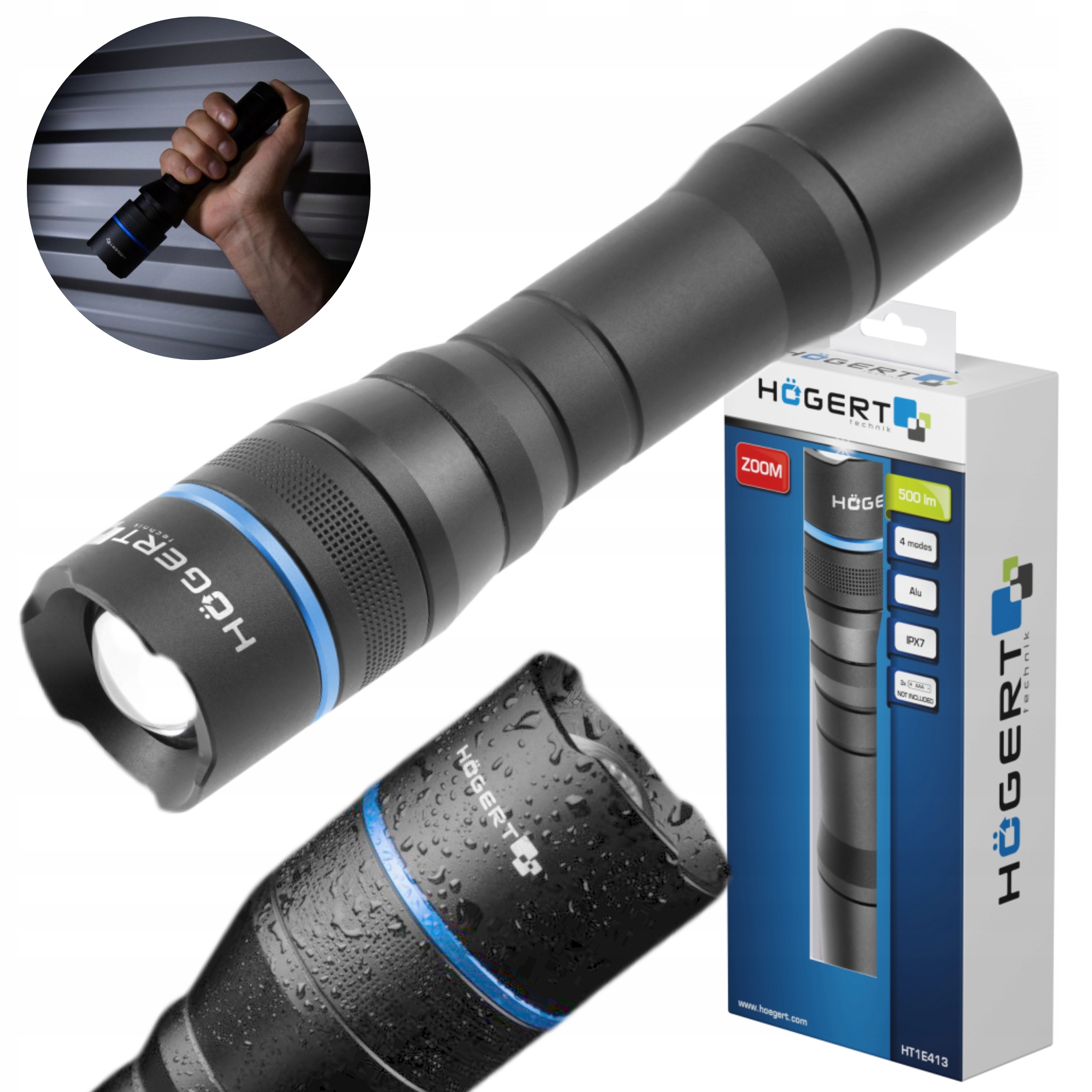 HOEGERT LATARKA 500 LM LED IPX7 FUNKCJA ZOOM HT1E413