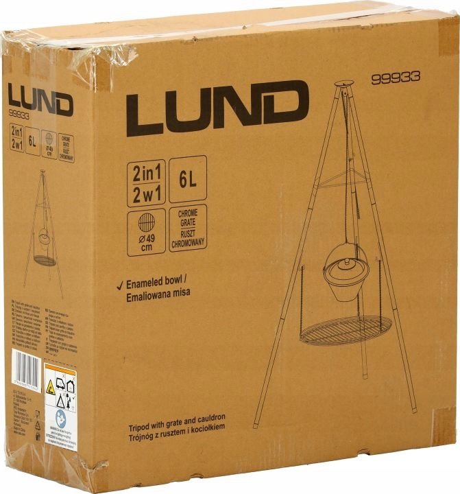 GRILL TRÓJNÓG RUSZT KOCIOŁEK OGRODOWY WISZĄCY OGNISKOWY OGNISKO LUND 49CM
