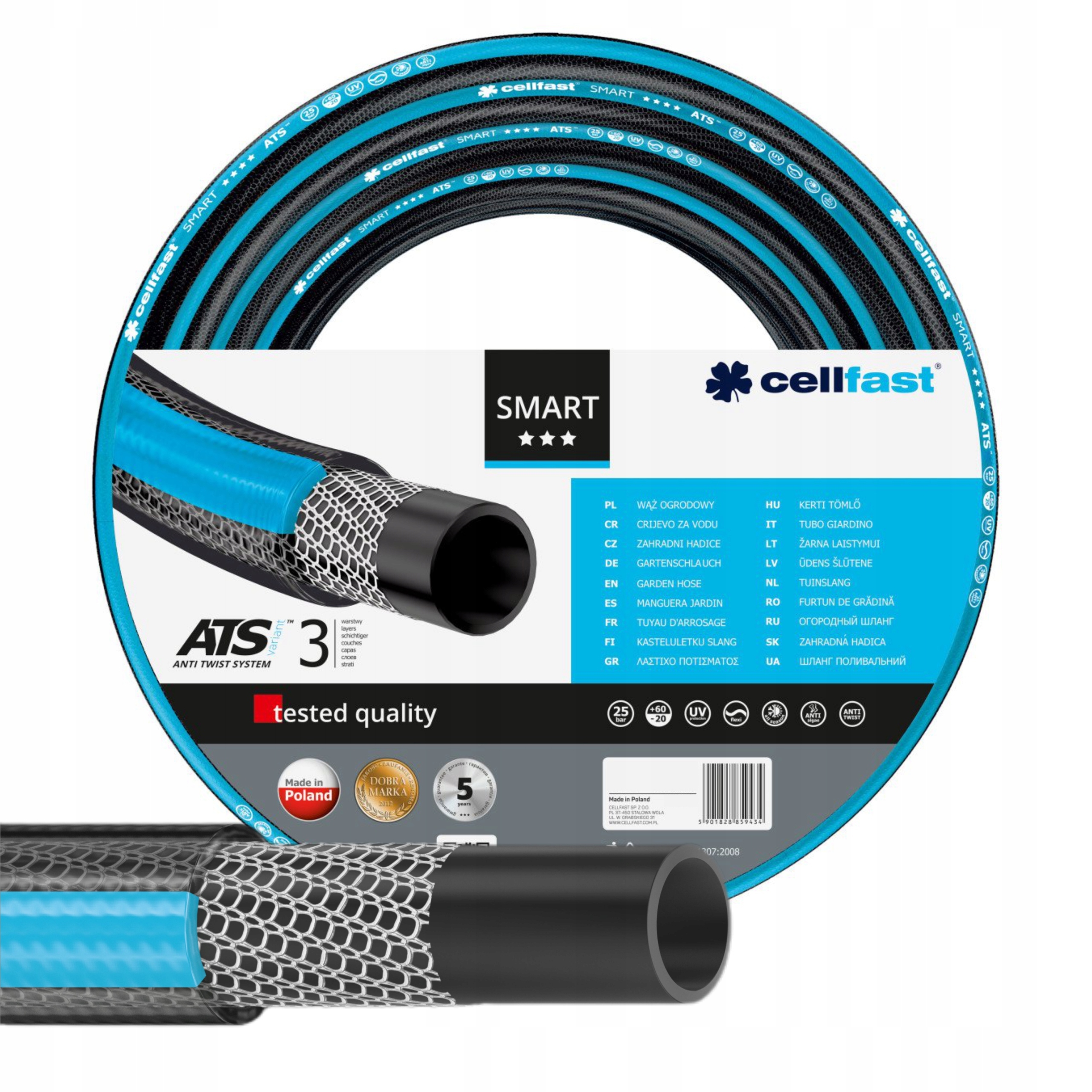CELLFAST WĄŻ OGRODOWY SMART ATSV 3-WARSTW 3/4" 50m
