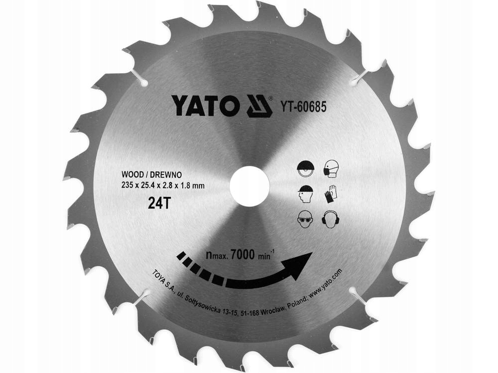 YATO TARCZA WIDIOWA DO DREWNA 235 X 25.4 MM 24T WĘGLIK WOLFRAMU YT-60685
