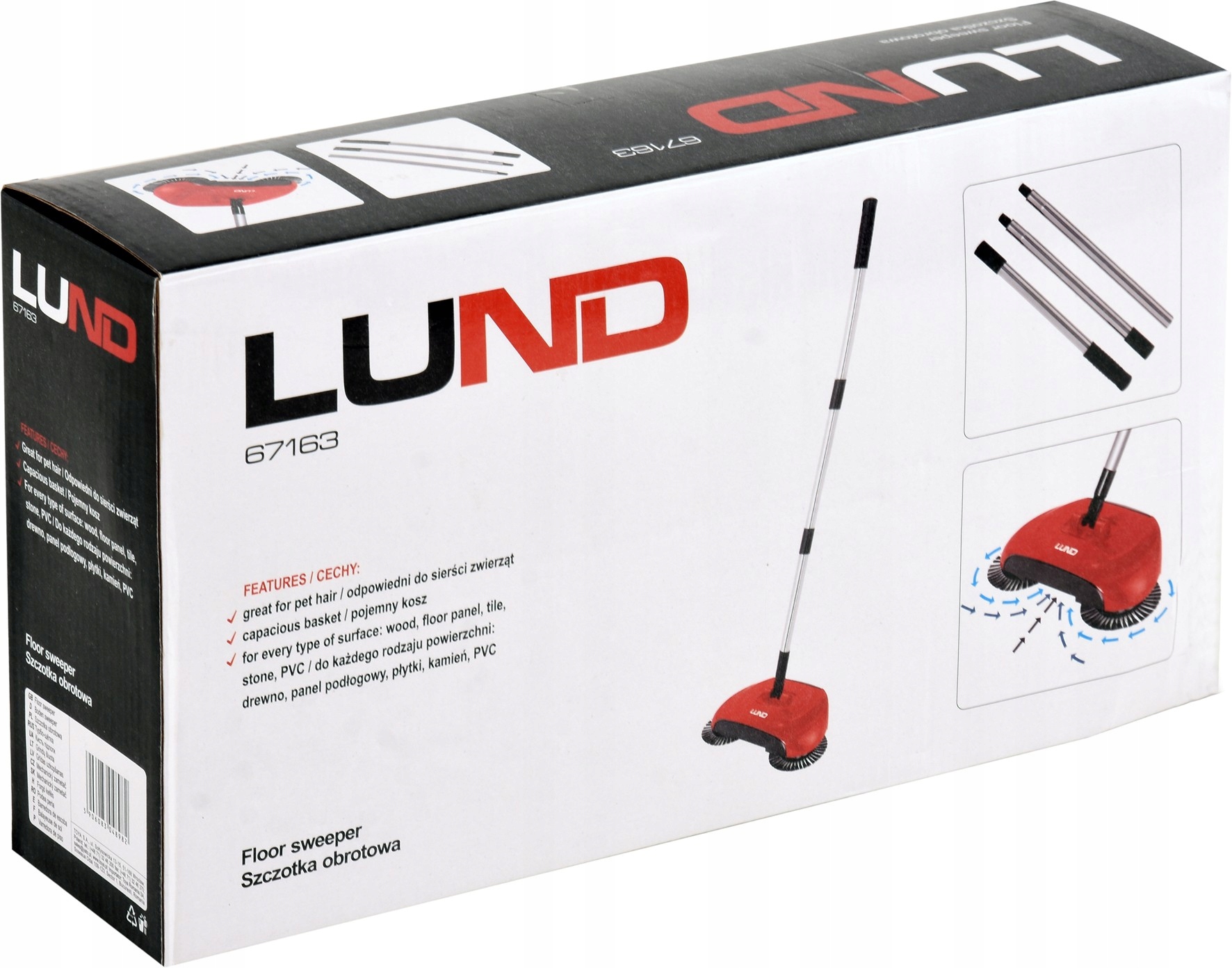 LUND ODKURZACZ RĘCZNY 3W1 SZCZOTKA MECHANICZNA KAŚKA KASIA OBROTOWA 67163