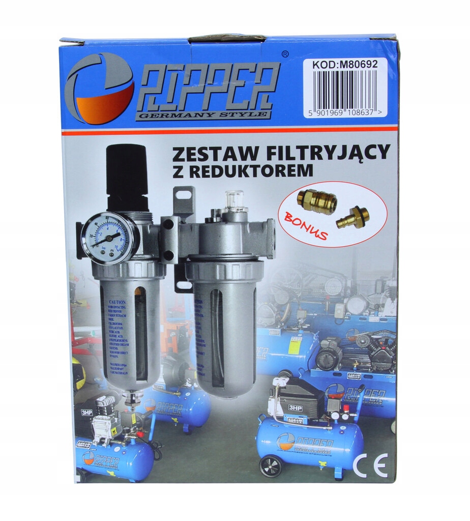 ZESTAW FILTRUJĄCY Z REDUKTOREM CIŚNIENIA 1/2" ODWADNIACZ MAR-POL M80692