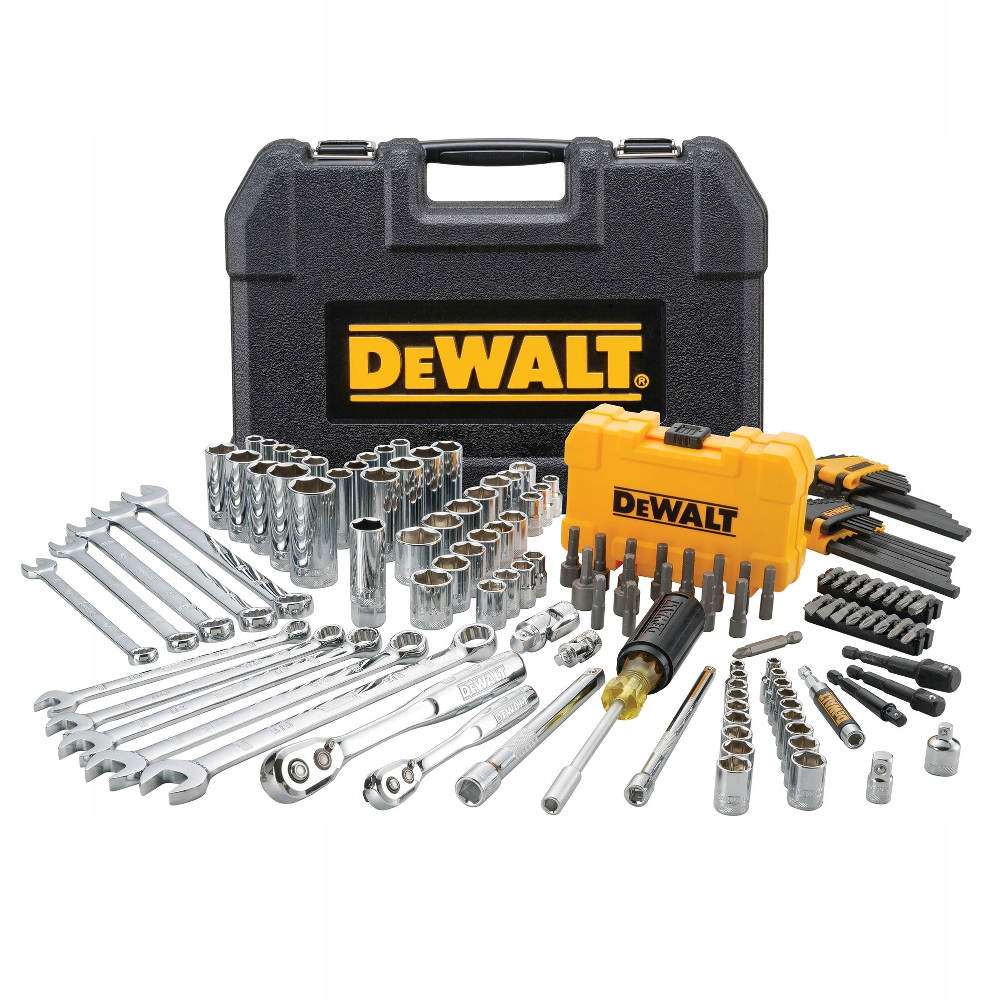 DeWALT ZESTAW NARZĘDZI KLUCZY NASADOWE 1/4 3/8 142el 2 GRZECHOTKI DWMT73802