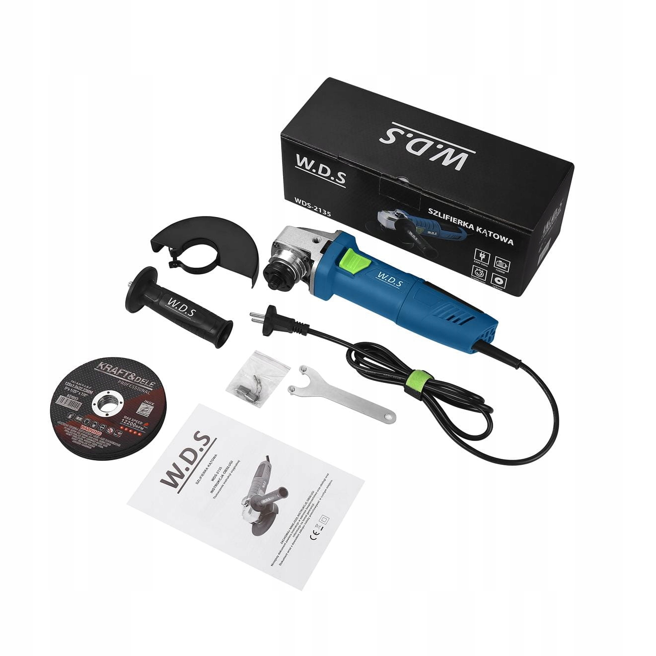KRAFT&DELE SZLIFIERKA KĄTOWA POLERKA 125MM 1500W 230V + 10 TARCZ WDS2135