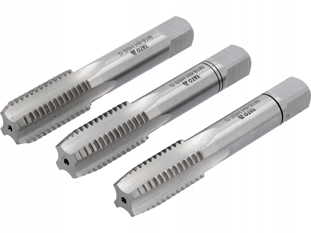 ZESTAW GWINTOWNIKÓW HSS M18 3SZT WSTĘPNY ZDZIERAK WYKAŃCZAK DIN 352 YT-2942