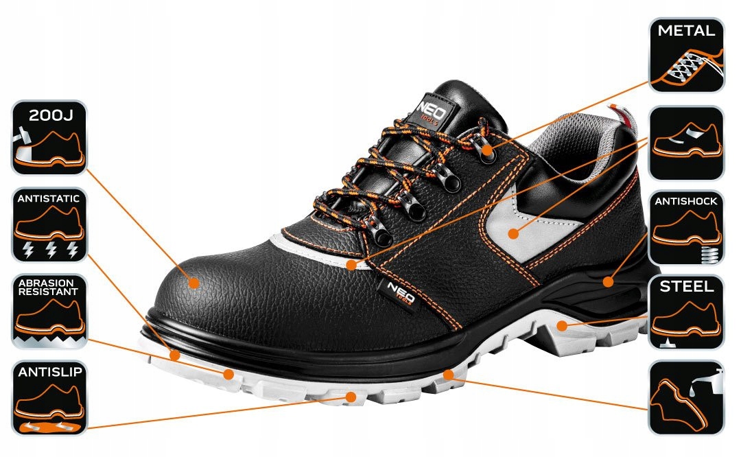 PÓŁBUTY BUTY ROBOCZE SKÓRZANE SRA 82-011 CZARNE WARSZTATOWE NEO r. 40